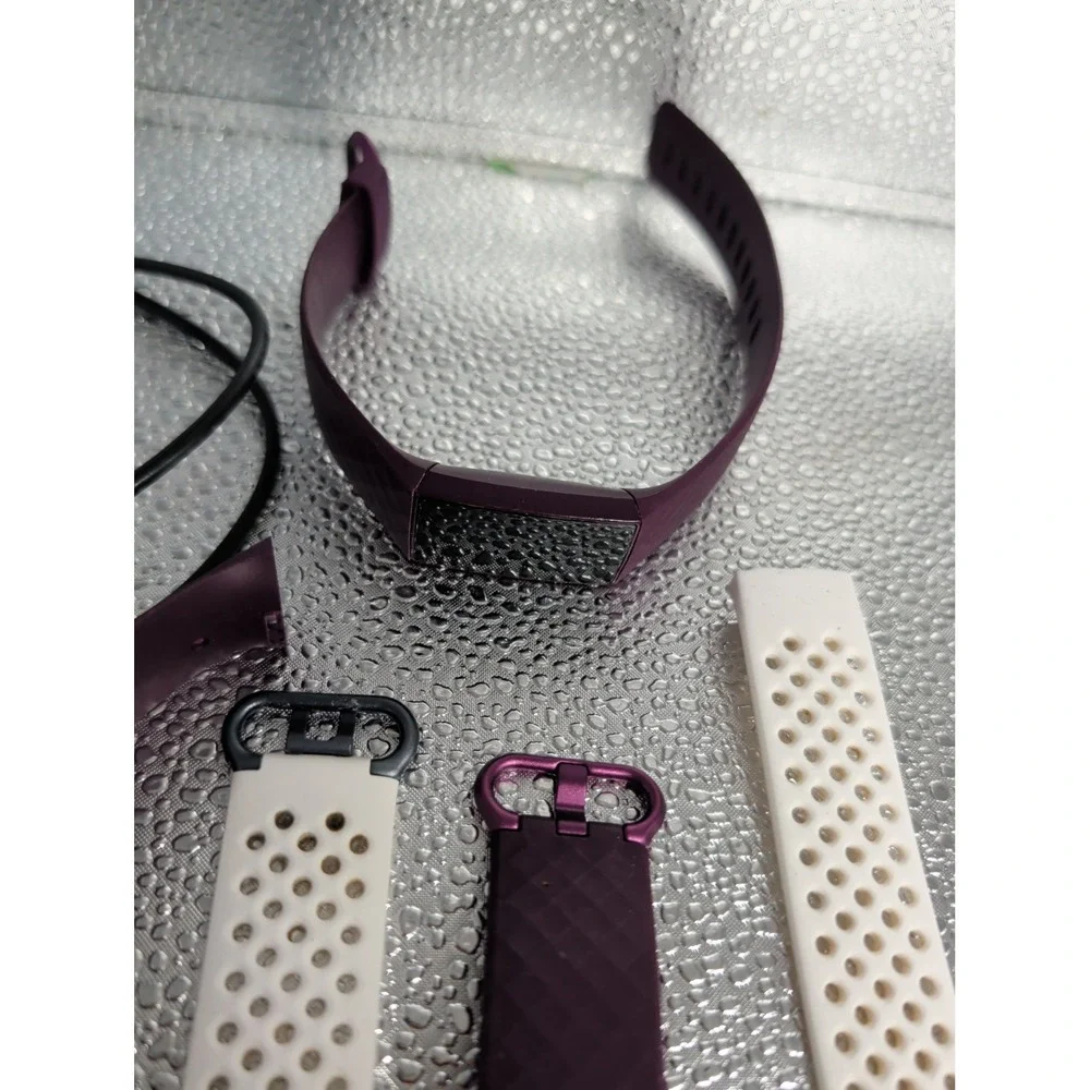 Fitbit Charge 4 Advanced Fitness Tracker Rosewood Charging Cable 2 Xtra Bands VG